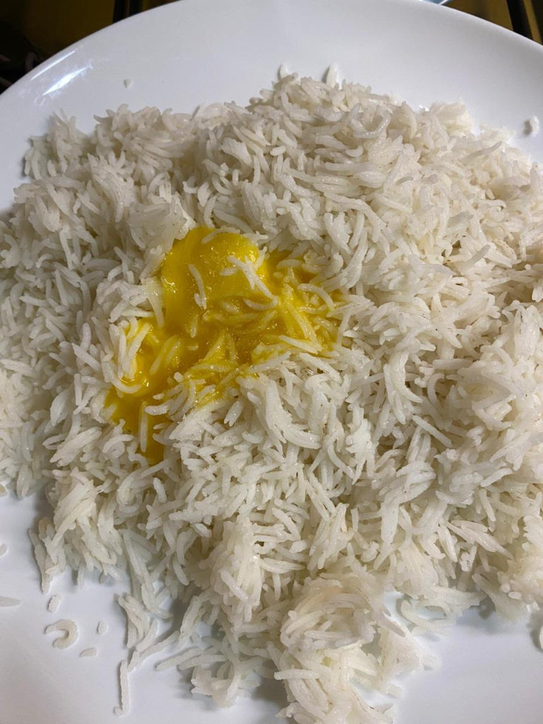 Rice with egg yolk