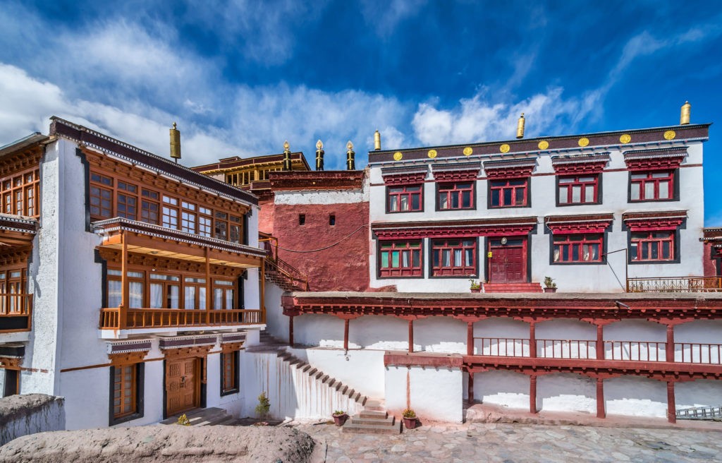 Courtyard of Matho Gompa in Leh Ladakh, India