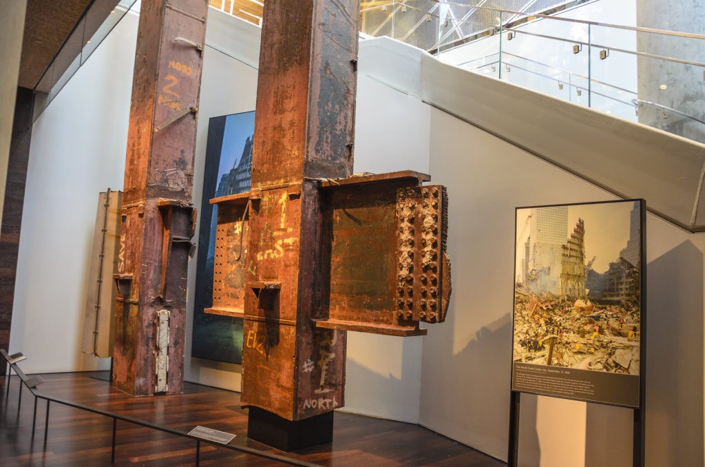 The Last Column Remnants in the interior of the National 9/11 Memorial Museum at Ground Zero in Lower Manhattan, New York City, USA