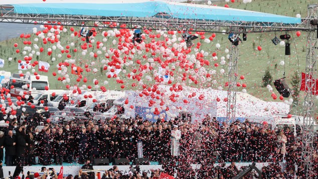 Turkish President Recep Tayyip Erdogan inaugurated the bridge, part series of major infrastructure projects. Ali Atmaca/Anadolu Agency/Getty Images