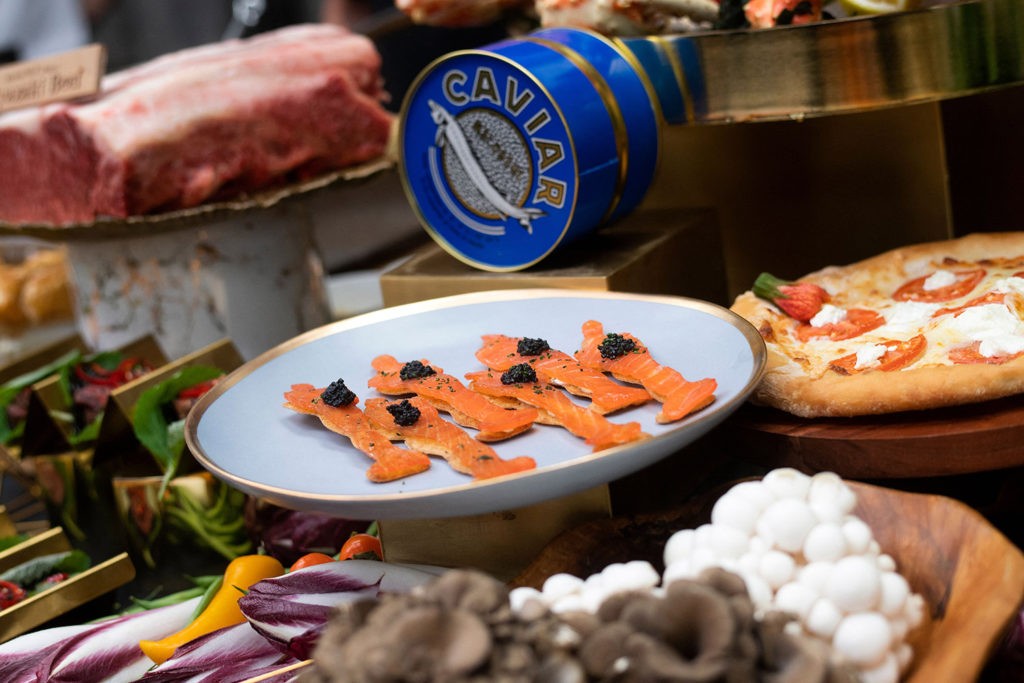 Oscars salmon toasts are on display at the 94th Annual Academy Awards Governors Ball Press Preview held at the Hollywood and Highland Center on March 24, 2022 in Hollywood, California. (Photo by VALERIE MACON / AFP) (Photo by VALERIE MACON/AFP via Getty Images)