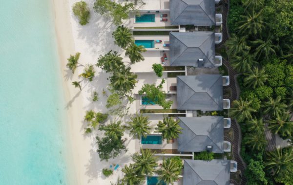 Title Aerial View of Beach Pool Villas