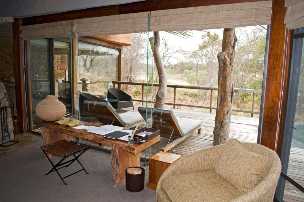 Boulders Lodge bedroom with a view