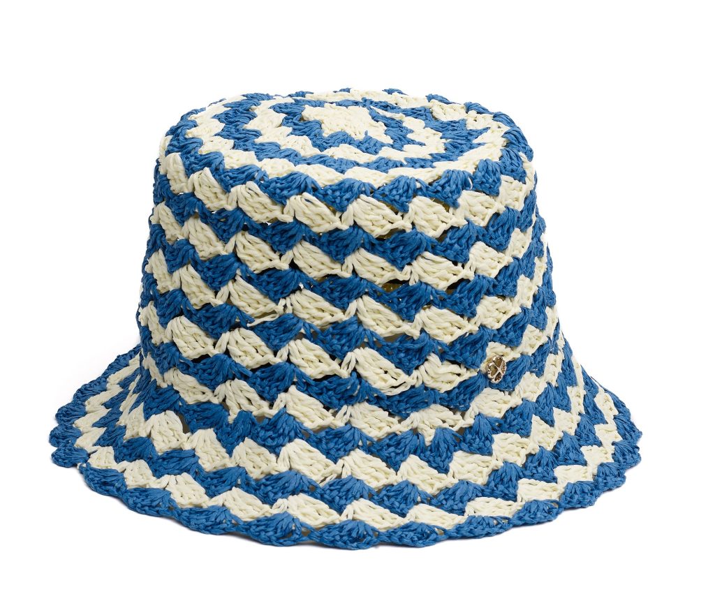 Sunny days call for a stylish bucket hat, like this one made from our Seaside Stripe straw crochet.
