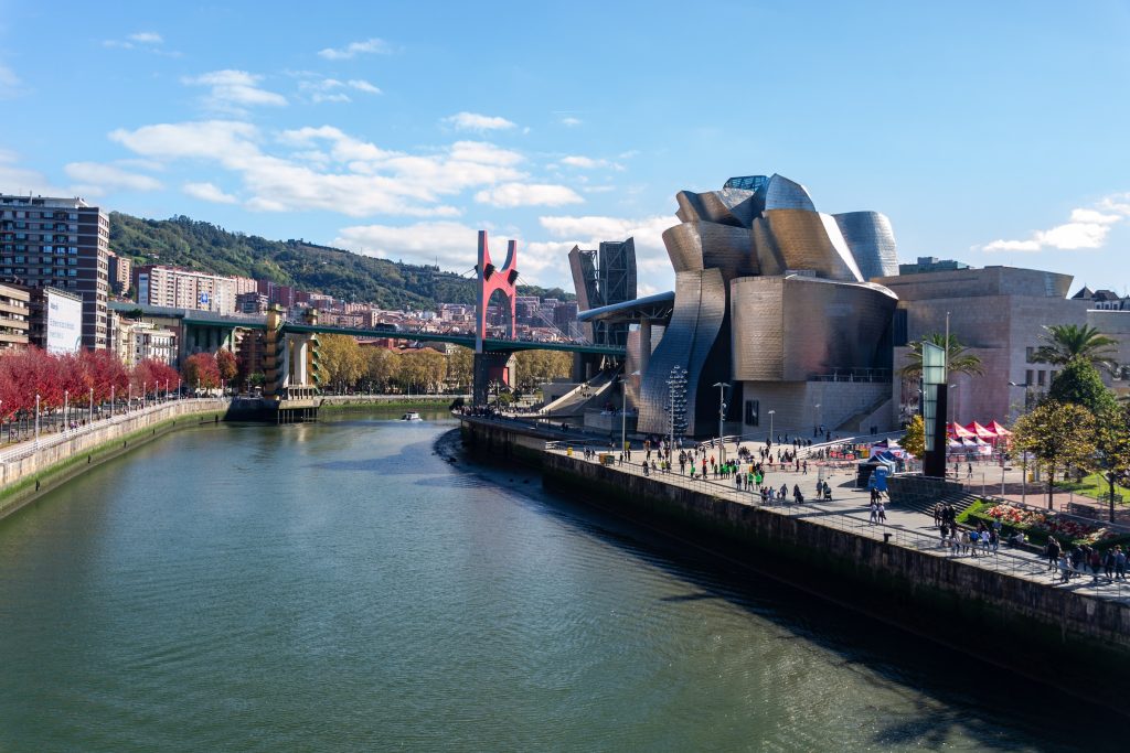 Bilbao, an industrial port city in northern Spain, known for its world famous Guggenheim museum