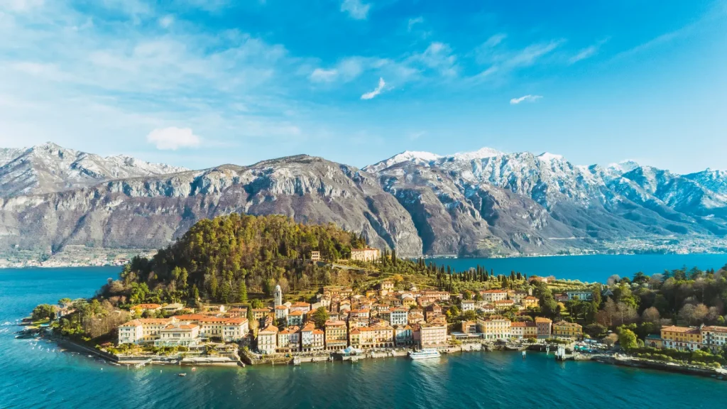 Aerial view of Bellagio and Lake ComoGetty Images